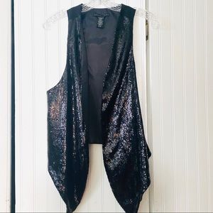 Apostrophe Black Sleeveless Sequin Vest